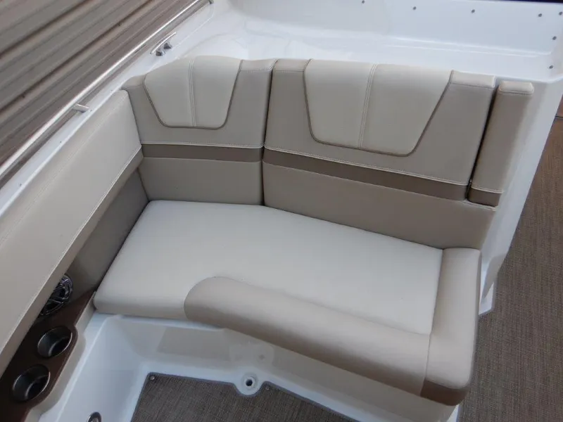 Slide: The Image of 2016 Formula 350 Crossover Bowrider interior seating, beige upholstery, cup holders. - 13