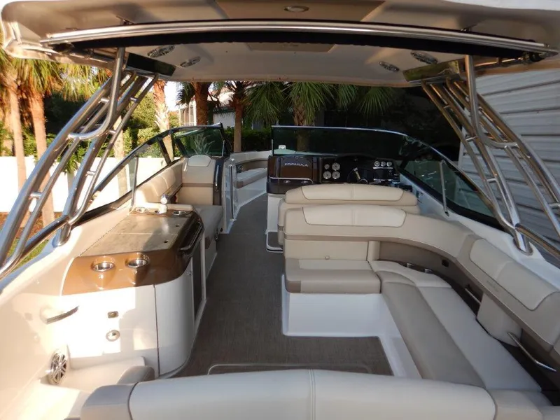 Slide: The Image of 2016 Formula 350 Crossover Bowrider interior with luxurious seating and modern dashboard. - 15