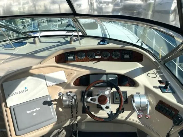 Slide: The Image of Cockpit of 2001 Sea Ray Sundancer 540 with Garmin navigation system. - 26