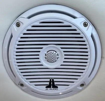 Slide: The Image of JL Audio speaker on 2001 Sea Ray Sundancer 540 boat. - 38