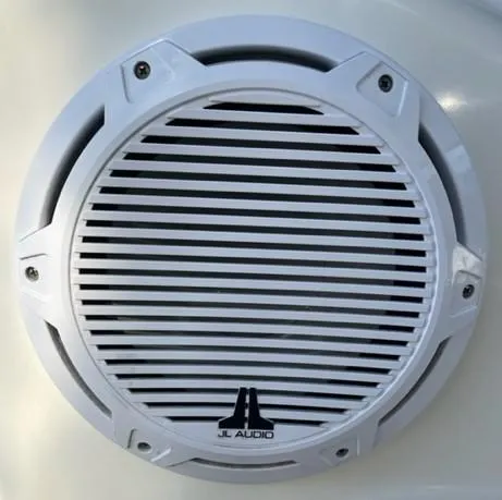 Slide: The Image of White JL Audio speaker on a 2001 Sea Ray Sundancer 540 yacht. - 39