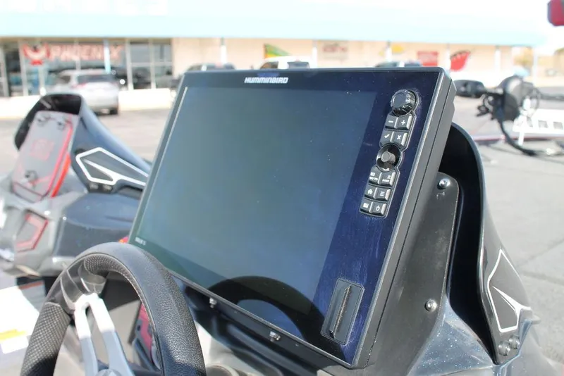 Slide: The Image of 2019 Skeeter FX21 Apex boat dashboard with Humminbird fishfinder display. - 9