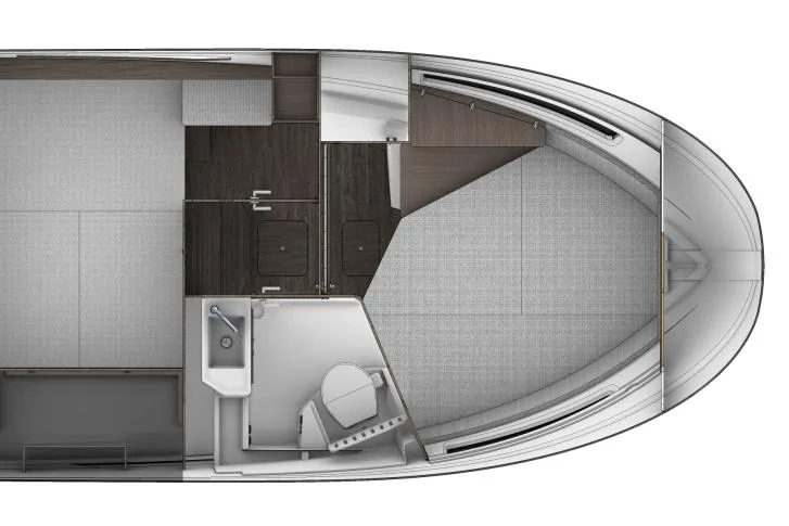 Slide: The Image of 2025 Jeanneau NC 895 Sport Series 2 boat seating area with table and cup holders. - 14