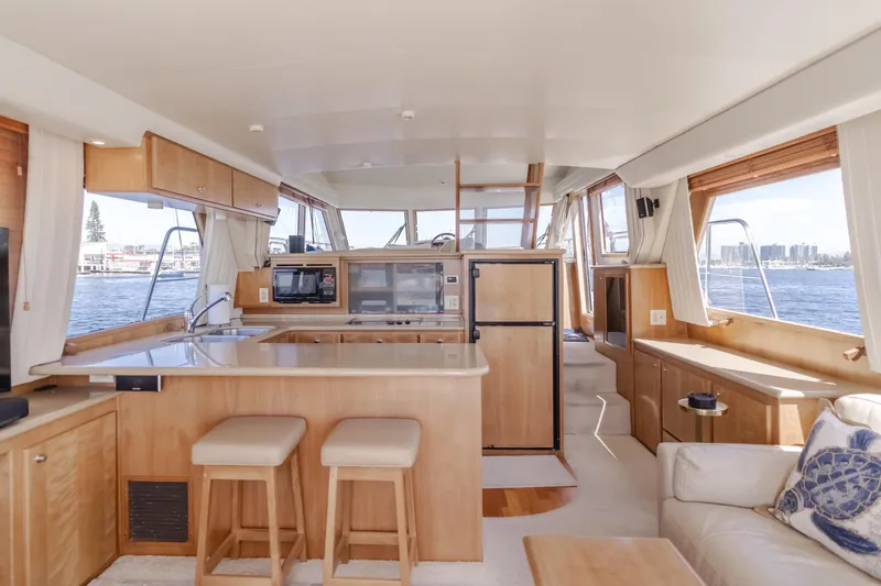 Slide: The Image of Luxurious 2007 Navigator Pilothouse interior with modern kitchen and panoramic windows. - 15