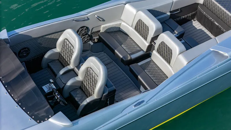 Slide: The Image of 2017 Nor-Tech 3900 Super-VEE interior with luxurious seating and sleek design. - 5