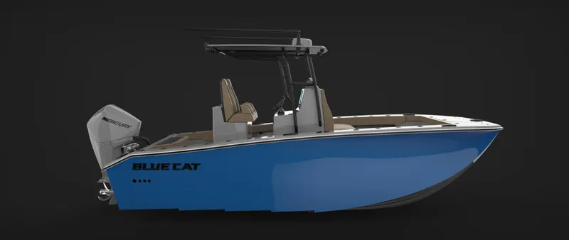 Slide: The Image of 2025 BlueCat 21 CC boat with sleek blue design and modern features. - 3