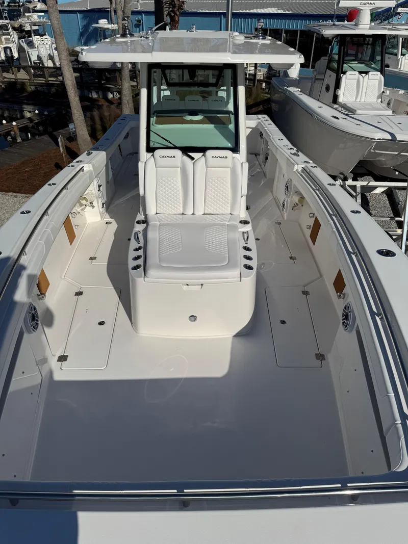Slide: The Image of 2025 Caymas 34 CT boat with spacious deck and modern design. - 6