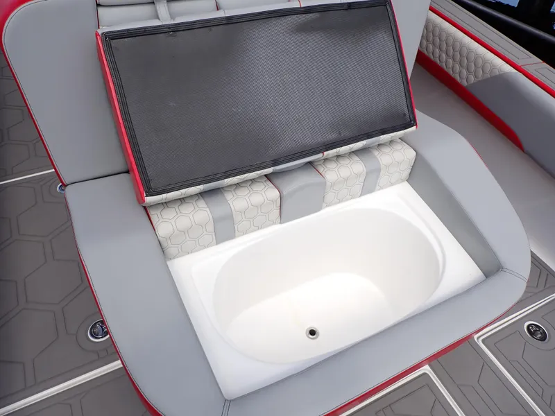 Slide: The Image of 2024 Statement 350 Open boat seat with built-in storage compartment. - 34