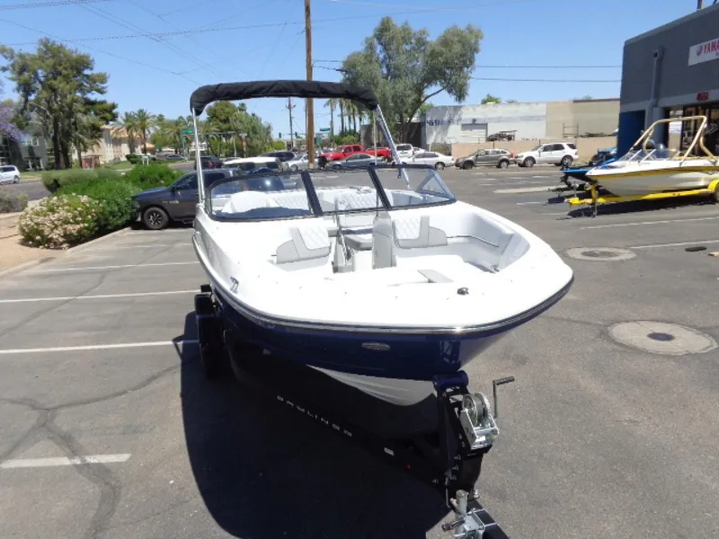 Slide: The Image of 2023 Bayliner VR5 Bowrider OB in parking lot, front view. - 3