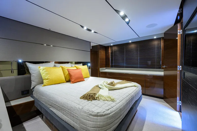 Slide: The Image of Luxurious bedroom interior of 2018 Princess 65S yacht with modern decor. - 21