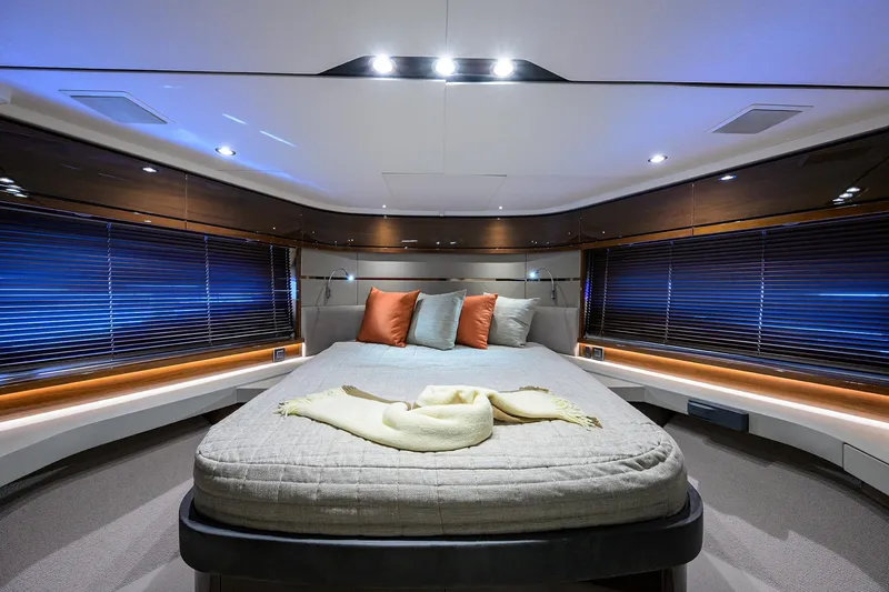 Slide: The Image of Luxurious bedroom interior of 2018 Princess 65S yacht with modern design and ambient lighting. - 26