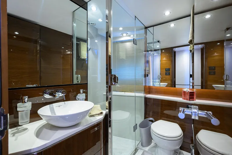 Slide: The Image of Luxurious bathroom in 2018 Princess 65S yacht with modern fixtures and elegant design. - 33