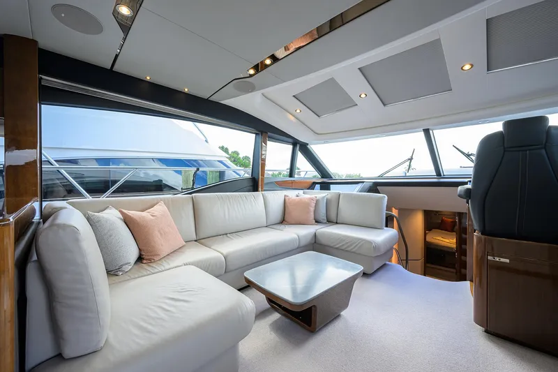 Slide: The Image of Luxurious interior of 2018 Princess 65S yacht with elegant seating and modern design. - 6