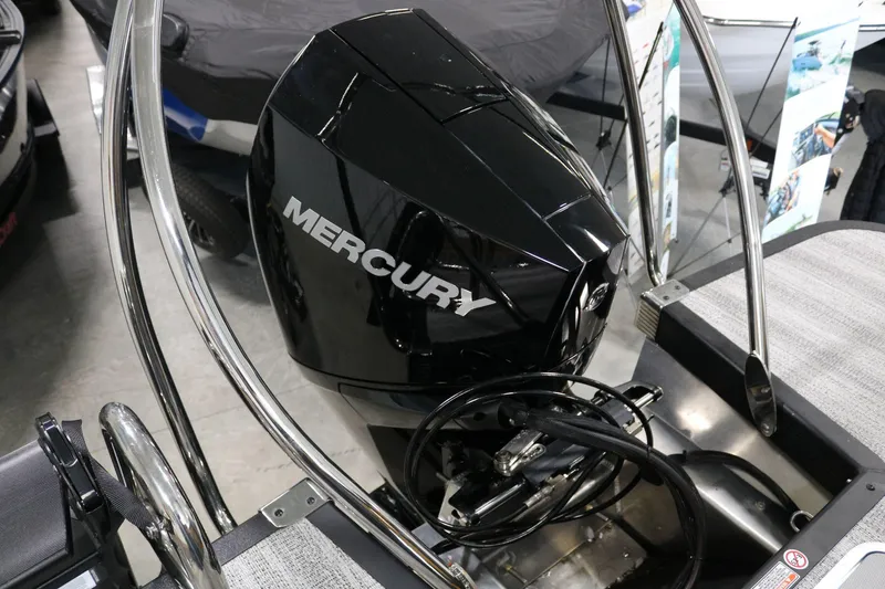 Slide: The Image of 2025 Bennington 22 M FASTBACK with Mercury outboard motor, indoor display. - 29