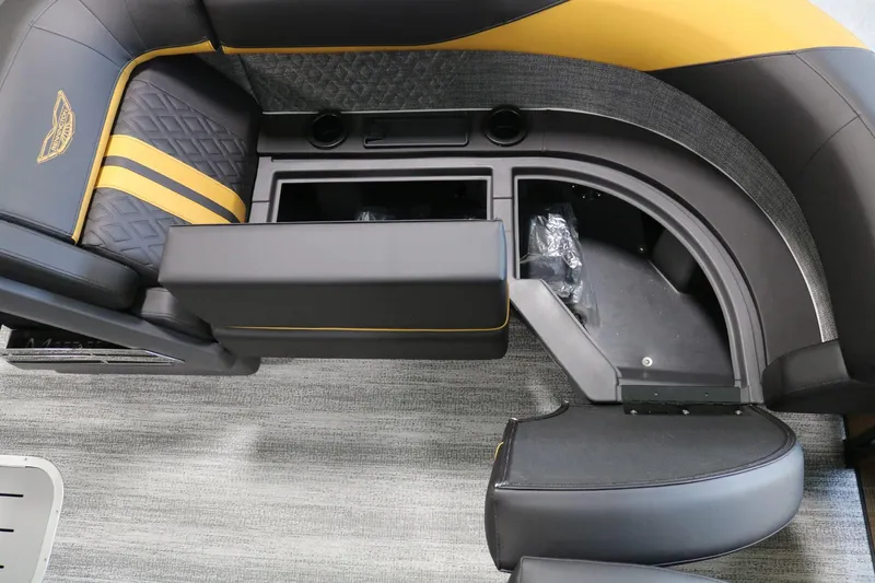 Slide: The Image of 2025 Bennington 22 M FASTBACK boat interior with stylish seating and storage compartments. - 8