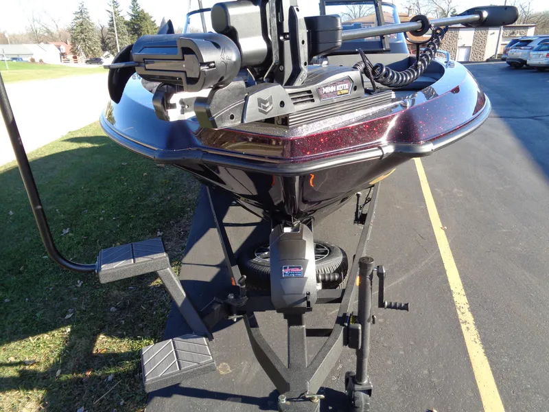 Slide: The Image of 2025 Vexus DVX22S boat on trailer, featuring advanced trolling motor. - 8