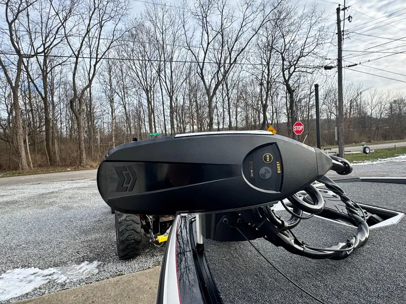 Slide: The Image of 2025 Vexus VXS21 boat motor in a winter landscape setting. - 8