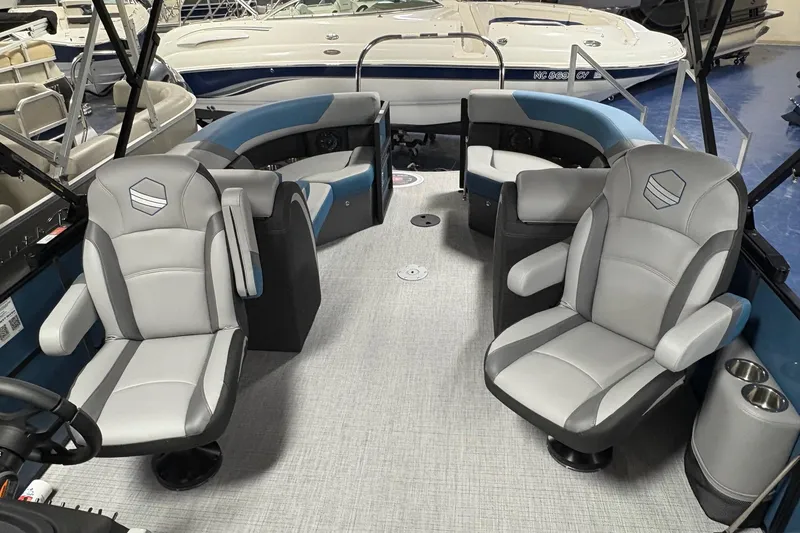Slide: The Image of Interior of 2025 South Bay 200 boat with modern seating and sleek design. - 5