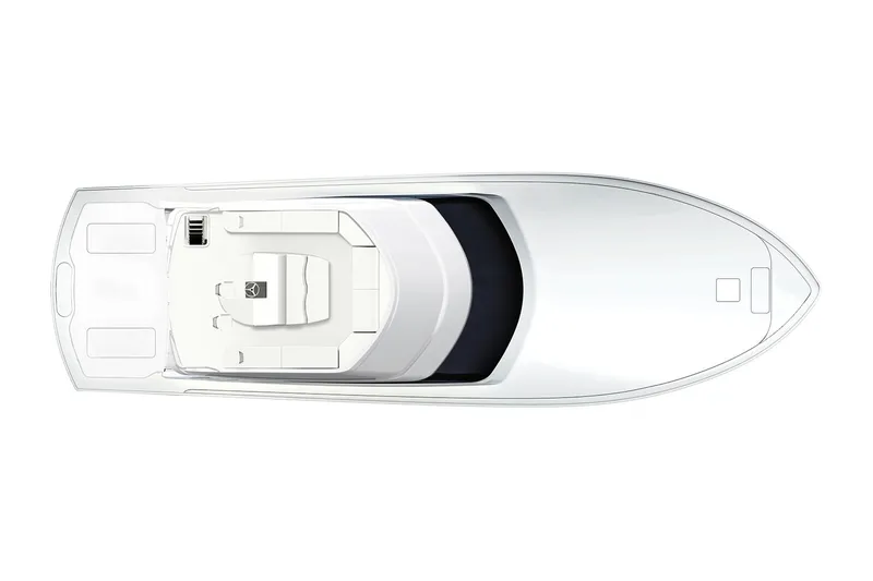 Slide: The Image of Top view of a 2018 Hatteras GT70 yacht, showcasing sleek design and spacious deck layout. - 37