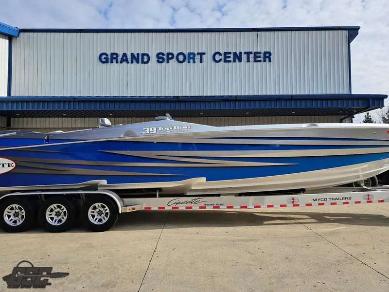Slide: The Image of 2012 Cigarette 39' Top Gun Unlimited boat at Grand Sport Center. - 3