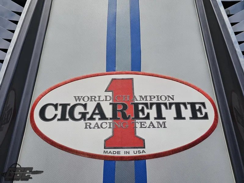 Slide: The Image of Cigarette Racing Team logo on 2012 Cigarette 39' Top Gun Unlimited boat. - 36