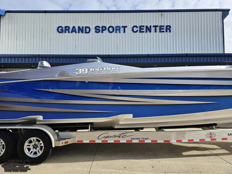 Slide: The Image of 2012 Cigarette 39' Top Gun Unlimited boat at Grand Sport Center. - 4