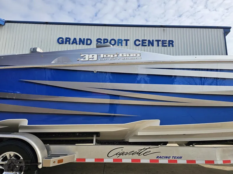 Slide: The Image of 2012 Cigarette 39' Top Gun Unlimited boat at Grand Sport Center. - 7