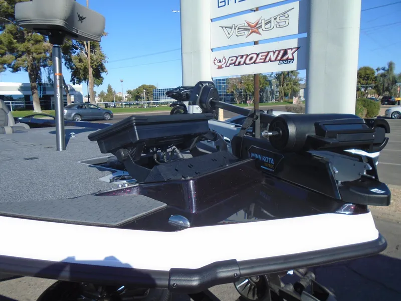 Slide: The Image of 2025 Vexus VXS20 boat with advanced trolling motor in dealership lot. - 15