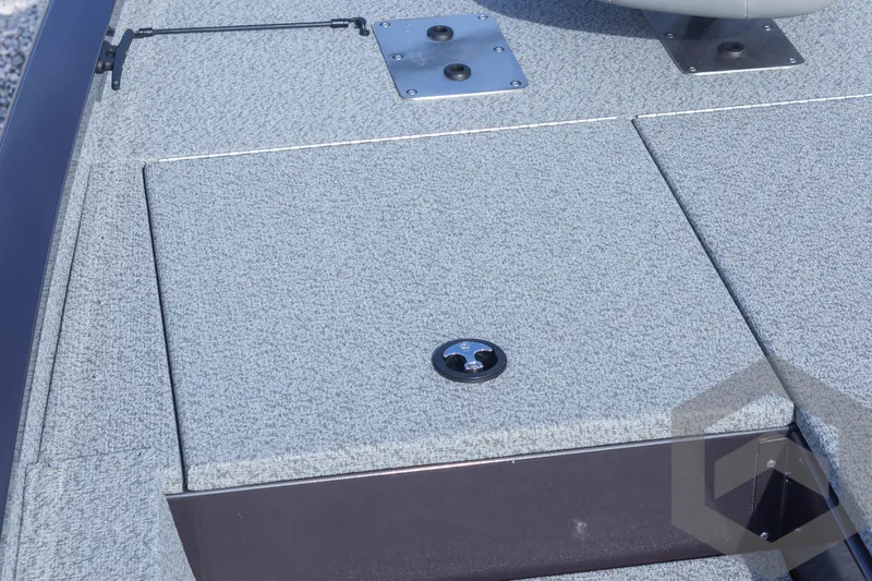 Slide: The Image of 2025 G3 Sportsman 1710 boat deck with storage compartment. - 19