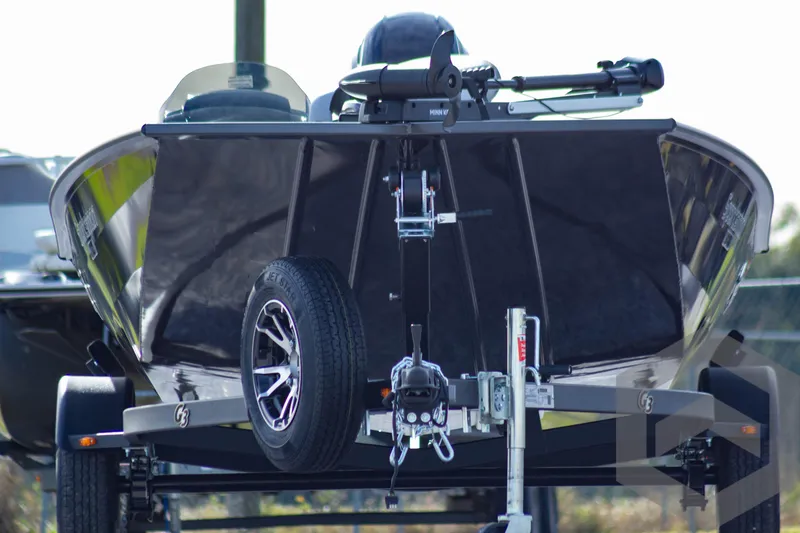 Slide: The Image of 2025 G3 Sportsman 1710 boat on trailer, rear view. - 3
