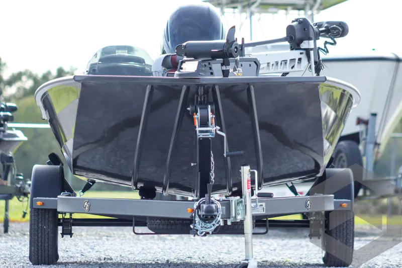 Slide: The Image of 2025 G3 Sportsman 1910 boat on trailer, rear view. - 11