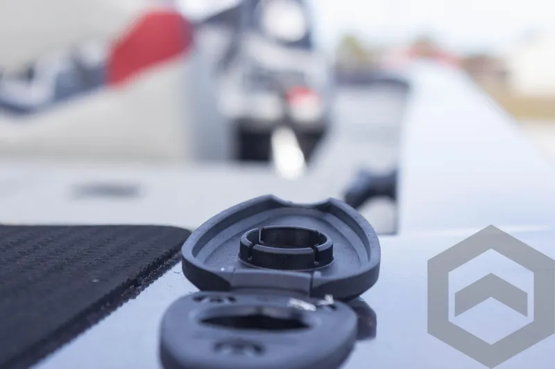 Slide: The Image of Close-up of 2025 G3 Sportsman 1910 boat detail, featuring a sleek design element. - 15