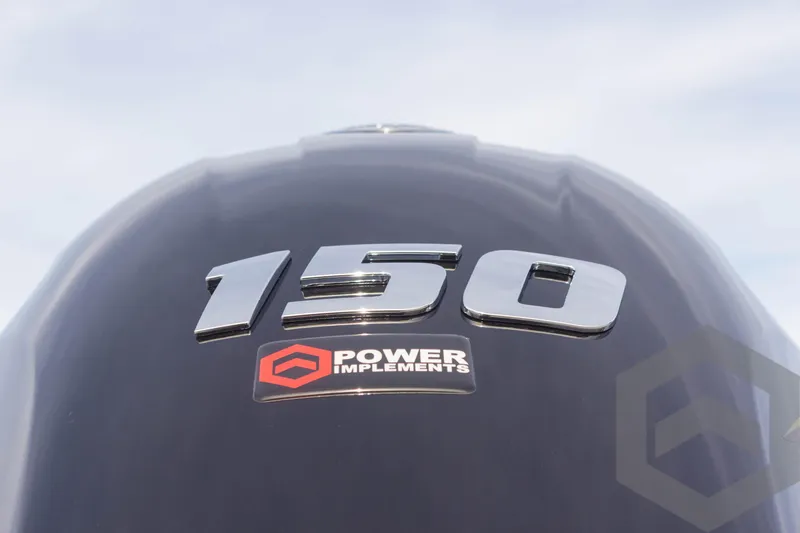 Slide: The Image of Close-up of a 150 horsepower engine on a 2025 G3 Sportsman 1910 boat. - 16