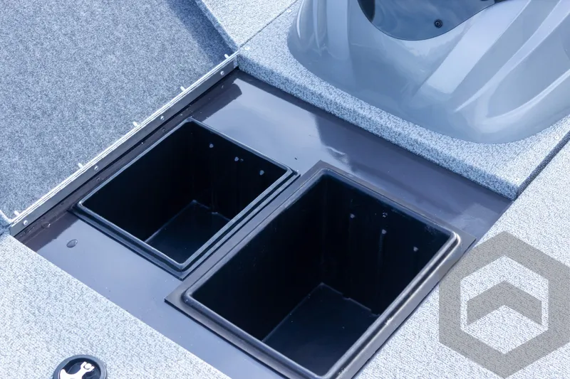 Slide: The Image of 2025 G3 Sportsman 1910 boat storage compartments, open and empty. - 30