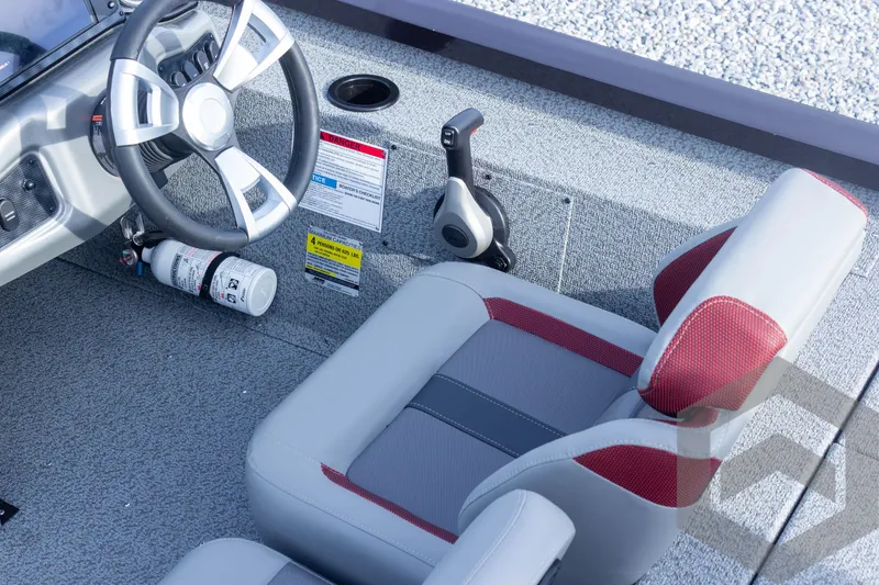 Slide: The Image of 2025 G3 Sportsman 1910 boat interior with steering wheel and seat. - 43