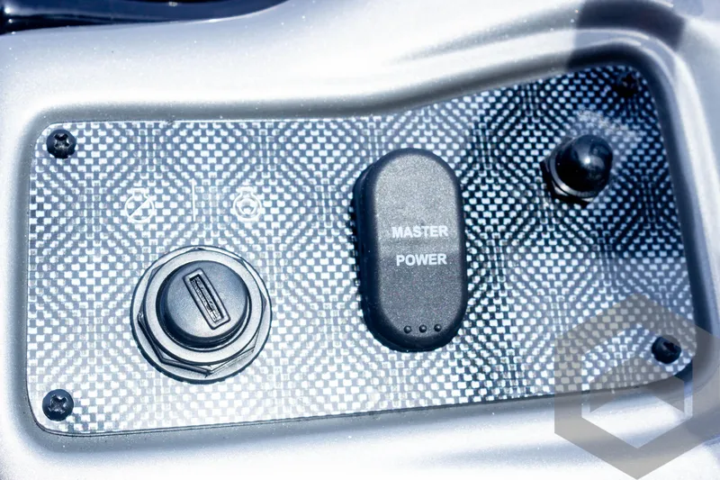 Slide: The Image of Control panel of 2025 G3 Sportsman 1910 boat with master power switch. - 46