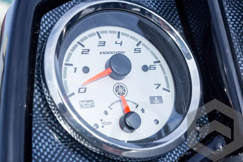 Slide: The Image of Close-up of 2025 G3 Sportsman 1910 tachometer with carbon fiber background. - 47