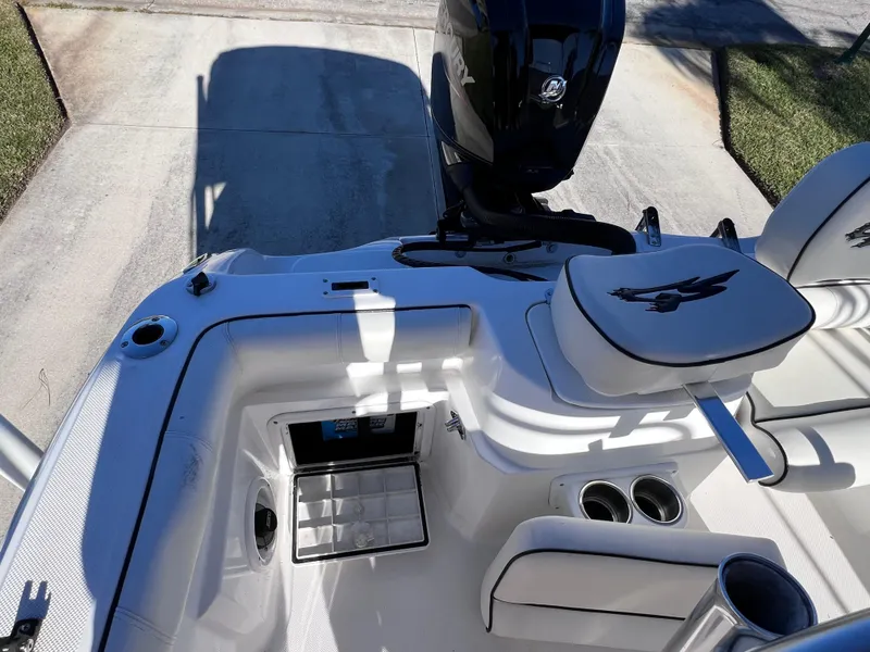 Slide: The Image of 2021 Glasstream 180 CC boat interior with Mercury 115 engine, only 15 hours used. - 30