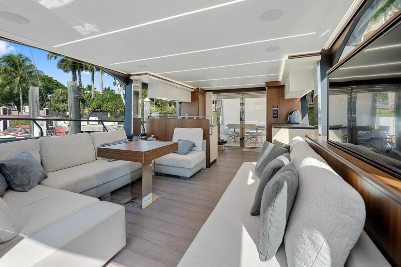 Slide: The Image of Luxurious interior of 2022 Astondoa 66 yacht with modern seating and elegant design. - 28