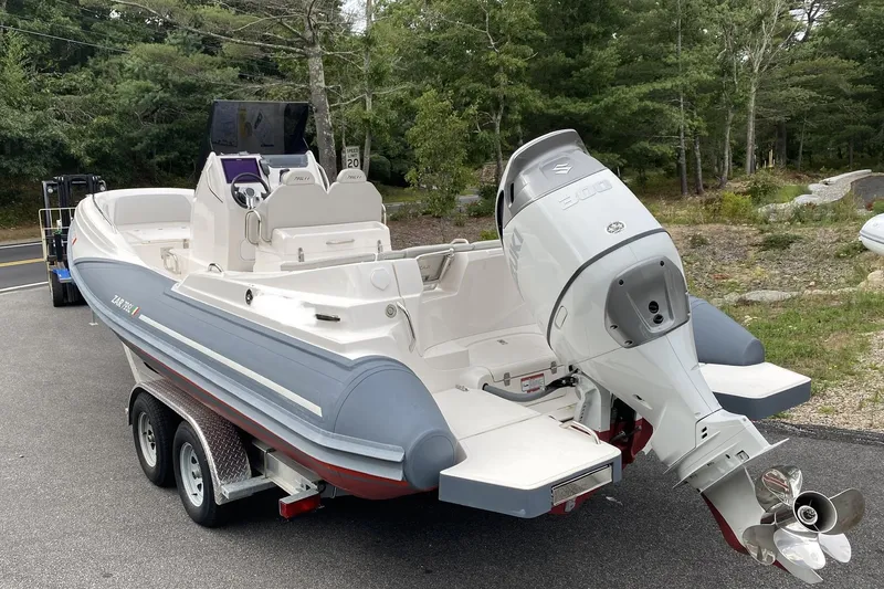 Slide: The Image of 2022 Zar Formenti Zar 79 boat on trailer, parked outdoors. - 3