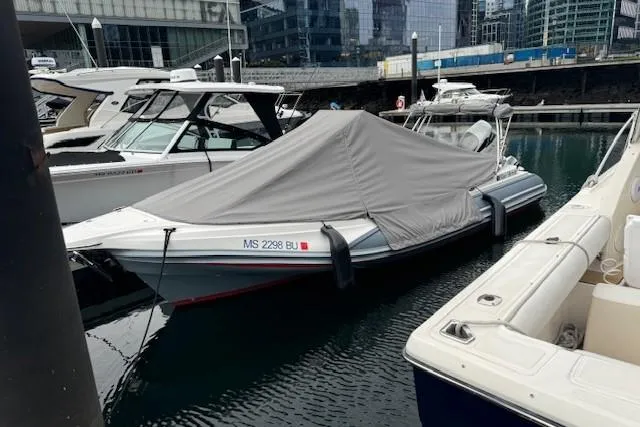 Slide: The Image of Covered 2022 Zar Formenti Zar 79 boat docked in marina. - 5