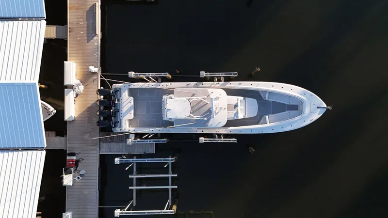 Slide: The Image of Aerial view of 2017 HCB Suenos yacht docked at marina. - 3