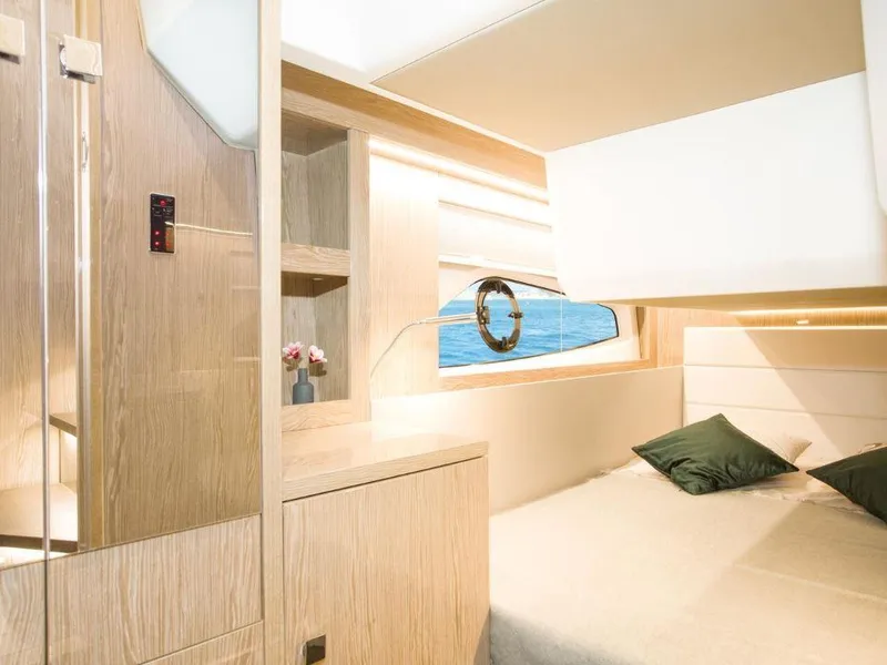 Slide: The Image of Luxurious interior of 2025 Sealine C390 yacht with modern design and ocean view. - 22