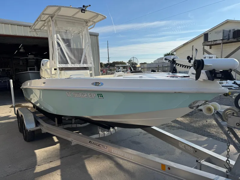 Slide: The Image of 2020 Long Bay 230 Bay boat on trailer at Southport Marine Mart. - 1