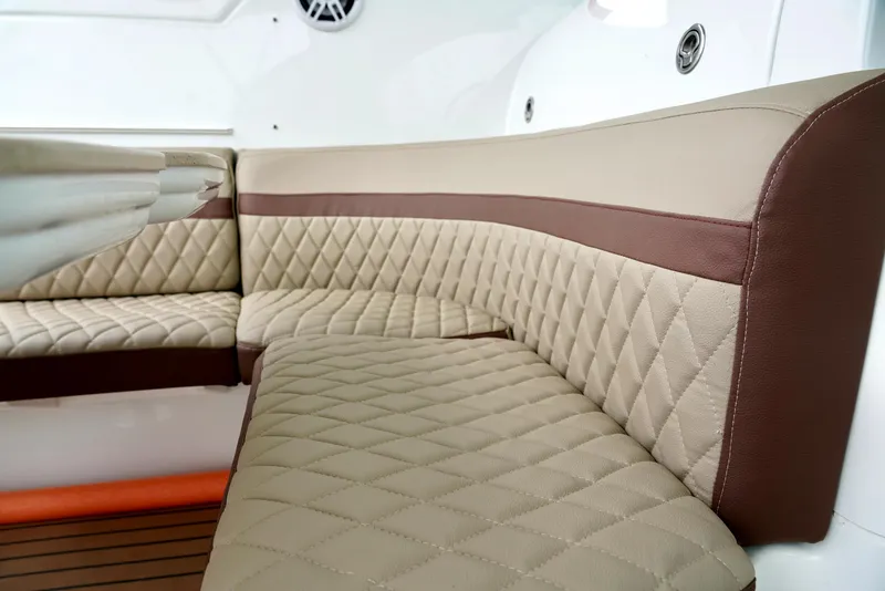 Slide: The Image of Luxurious beige and brown quilted seating on 2012 Formula 45 Yacht. - 24