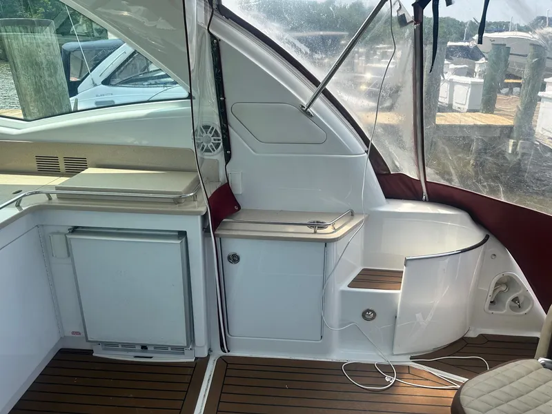 Slide: The Image of Interior view of 2012 Formula 45 Yacht with sleek design and wooden flooring. - 29