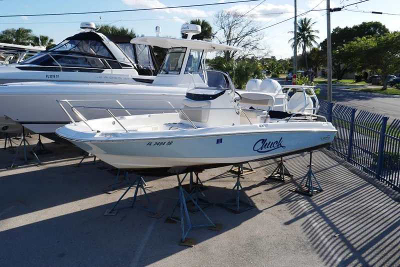 Slide: The Image of 2020 Boston Whaler - Exterior profile on jack stands - 5