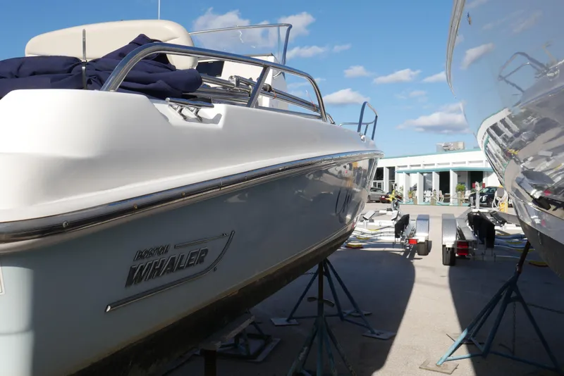Slide: The Image of 2020 Boston Whaler - Exterior profile on jack stands - 9