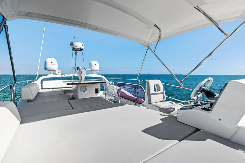 Slide: The Image of Luxurious 2014 Azimut 45 Fly yacht deck with ocean view. - 25