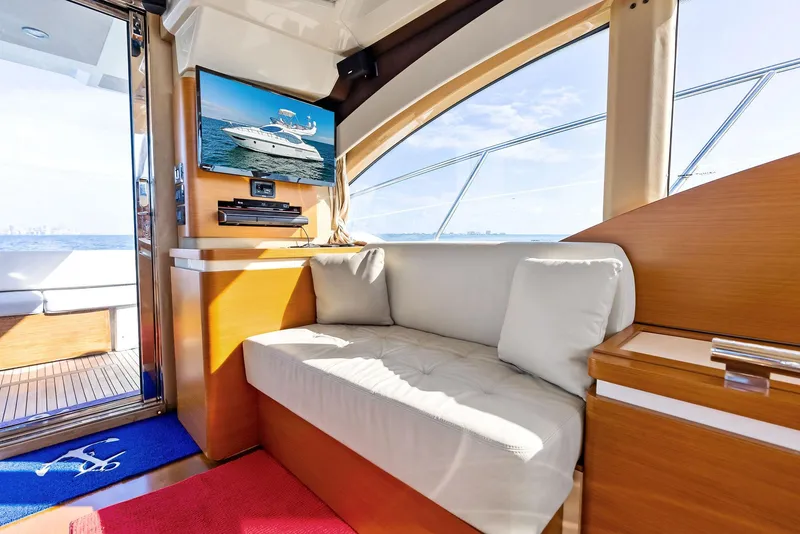 Slide: The Image of Luxurious interior of 2014 Azimut 45 Fly yacht with comfortable seating and TV. - 36